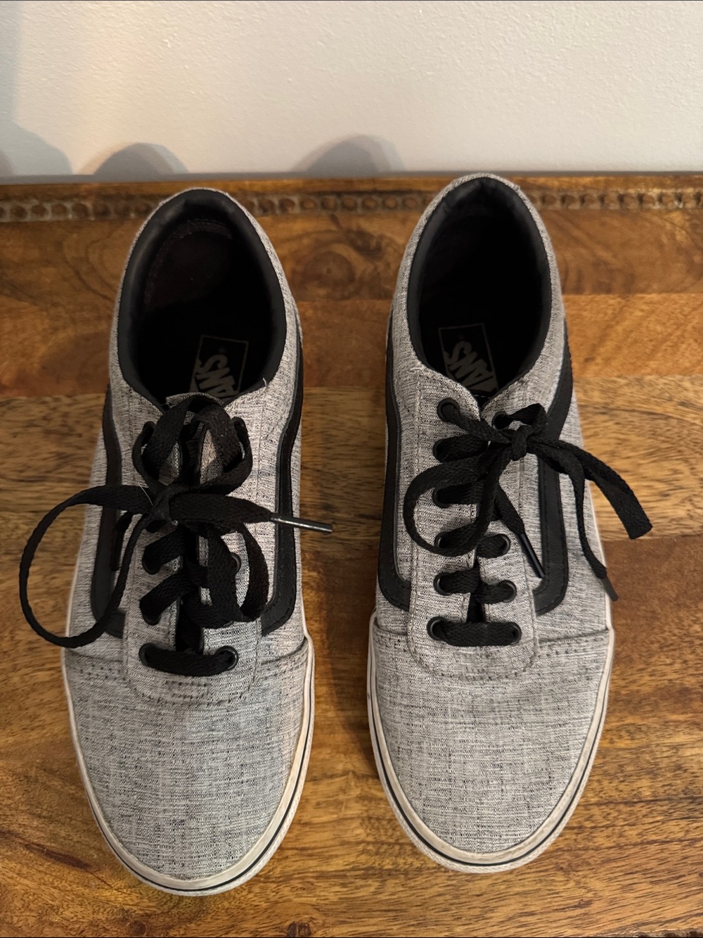 Vans Grey Canvas Low-Top Sneakers with Black Stripe